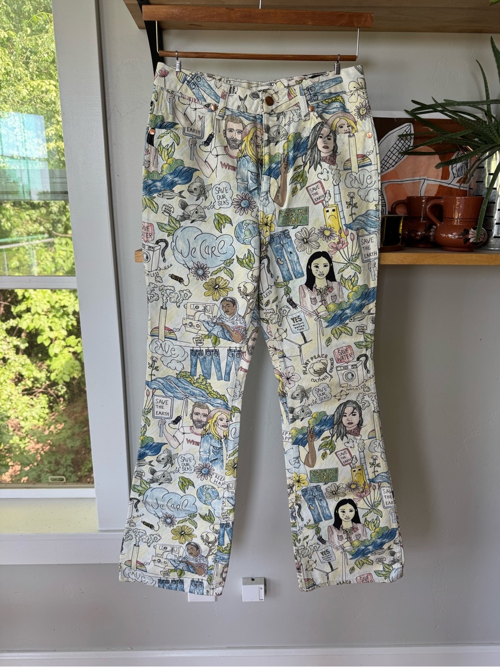Wrangler x Free People Westward 626 Earth Day Limited Edition Denim Jeans Sz 28 - Picture 14 of 16